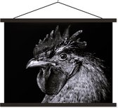 Support pour affiche avec affiche 120 x 90 cm - Affiche scolaire - Coq - Vogel - Zwart - Wit - Affiche textile - Lattes noires