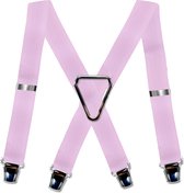 Pack 4-point Braces 'Striped' with wide extra strong sturdy Clips Pink Color