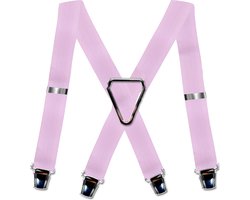 Pack 4-point Braces 'Striped' with wide extra strong sturdy Clips Pink Color