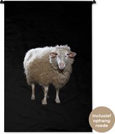 Tapisserie Animaux sur fond noir - Mouton Sardsas sur fond noir Tapisserie coton 90x135 cm - Tapisserie avec photo