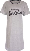 Temptation TPNGD1309A Dames Nachthemd - Big Shirt – Slaapkleedje - Korte Mouwen - 100% Gekamde Katoen – Grijs Melange - Maat S
