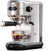 Starstation Koffiezetapparaat - Cafetera 19 Bar Inox Semi-automatisch - Slank Model - Expresso - Cappucino - Heet Water - Melk Opschuimen