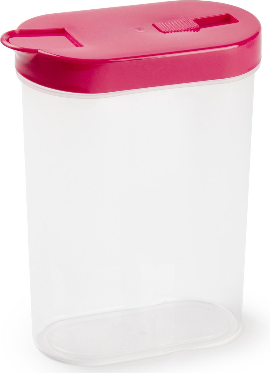 Plasticforte Voedselcontainer strooibus - roze - inhoud 1 liter - kunststof - 15 x 7 x 19 cm