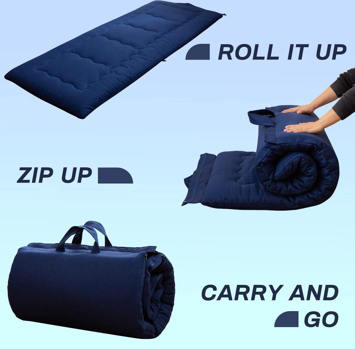 Iztoss - Matelas pliable 70x200x10cm - Futon 2 en 1 lavable - Canapé