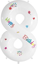 Cijfer Ballonnen Ballon Cijfer 8 Verjaardag Happy Birthday Versiering Helium Ballonnen Cijferballon Folieballon Wit