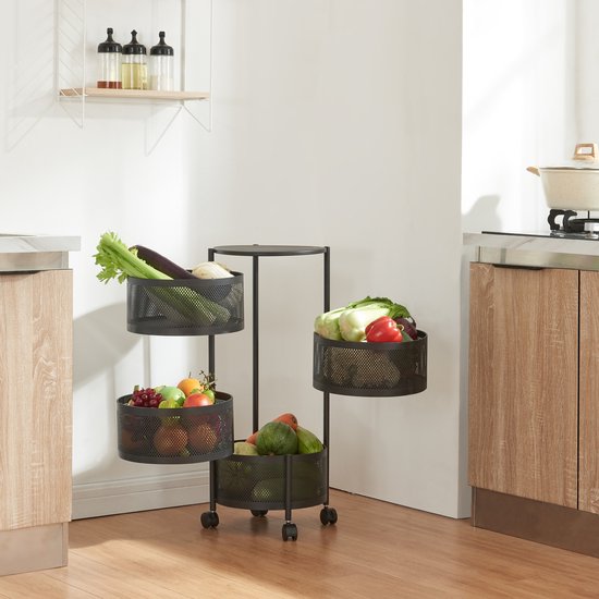 Keukentrolley Pyhäntä met 3 manden 78,5x46x35 cm roze en.ca - Keuken Keukenben