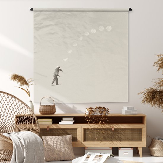 Tapisserie - Tapisserie - Vintage - Lune - Homme - 150x150 cm - Tapisserie