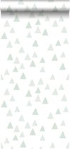 Walls4You behangpapier driehoekjes lichtgroen en wit - 935319 - 0,53 x 10,05 m