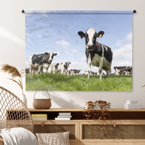 Tapisserie murale - Vaches - Herbe - Animaux - Soleil - Ferme - 150x112 cm - Tapisserie