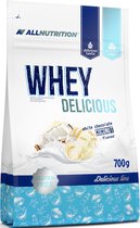 AllNutrition | Delicious | Whey protein | White chocolate coconut | 700gr 23 servings | Proteïne shake | Eiwitten | Whey Protein | Whey Proteïne | Supplement | Mix van (blended) concentraat / isolaat | Nutriworld