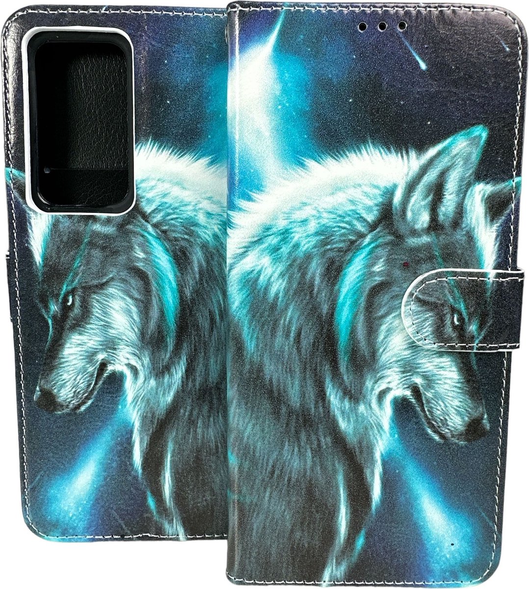 Portemonnee Book Case Hoesje Geschikt voor: Oppo A77 5G - Wolf Print