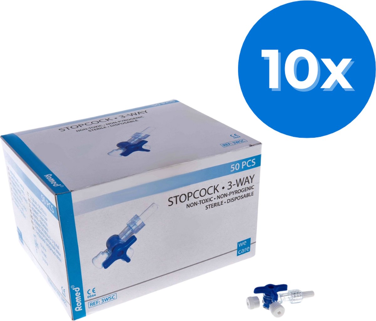 Goedkoopste Romed 3-weg Stop Cock 500 stuks - Set van 10 doosjes Romed
