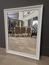 Rechthoekige Spiegel Cesarino Wit Buitenmaat 65x91cm hoog of breed ophangen - Wandspiegel rechthoek met houten sierlijst - Sierspiegel voor aan de wand, ook geschikt als badkamerspiegel