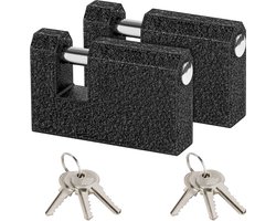 Kurtzy 2 Pak Zware Kwaliteit Hangsloten met Sleutel - 8 mm Dikke Stang - Gegoten Ijzeren Monoblok Slot - Bescherm Garagedeur, Containers, de Schuur, Lockers, Poorten en Warenhuizen
