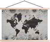 Affiche scolaire - Wereldkaart - Plantes - Fleurs - 60x40 cm - Lattes vierges