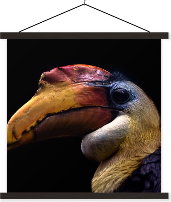 Porte-affiche avec affiche - Affiche scolaire - Vogel - Bec - Zwart - 90x90 cm - Lattes noires