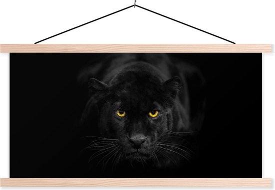 Porte-affiche avec affiche - Affiche scolaire - Léopard - Yeux - Zwart - 150x75 cm - Lattes transparentes