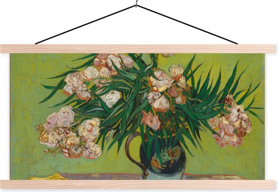Posterhanger incl. Poster - Schoolplaat - De Oleanders - Vincent van Gogh - 150x75 cm - Blanke latten
