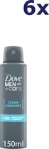 Dove Deo Spray - Clean Comfort 48 H - 6 x 150 ml