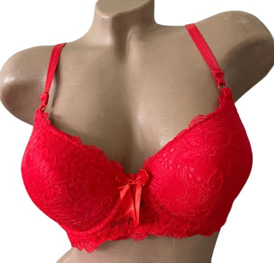 Dames BH 1268 push up met kant 85C rood