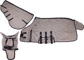 QHP Vliegendeken met hals en masker - maat 125 - grey / navy