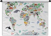Tapisserie - Wereldkaart - Chambre d' Enfants - Animaux - Plantes - 150x112.50 cm - Tapisserie