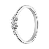 Lucardi - Dames Zilveren ring asymetrisch zirkonia - Ring - 925 Zilver - Zilverkleurig - 17 / 53 mm