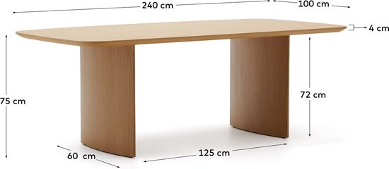 Kave Home - Table Litto en placage de chêne 240 x 100 cm
