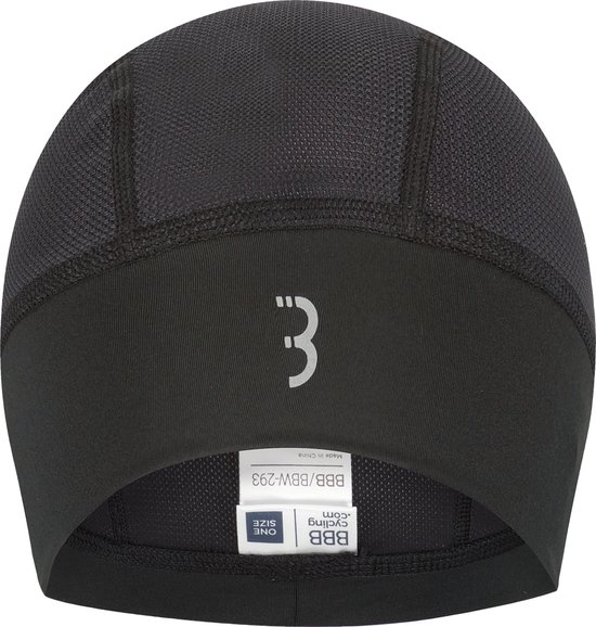 BBB Cycling ComfortCap Helmmuts - Fietsmuts Voor Onder Helm - Mesh Bovenstuk Voor Extra Ventilatie - Fietskleding - 10-25 °C - Zwart - Universele Maat - BBW-293