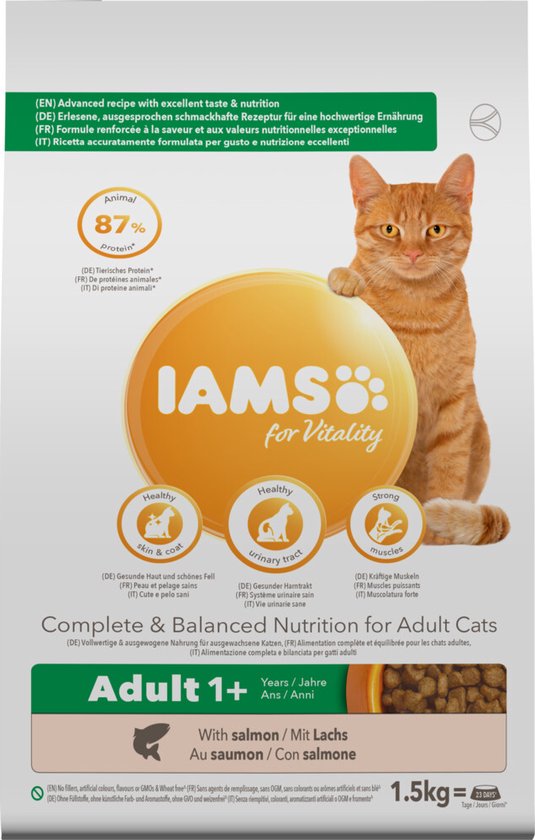 4x Iams Kat Adult Zalm 1,5 kg
