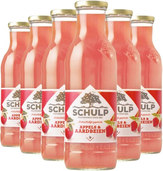 Foto: Schulp appel aardbeiensap ambachtelijk 6 x 0 75 liter