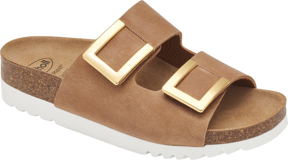 Scholl Sandalen Monterey 2 Riemen Geolied Leer Vrouwen - Cognac