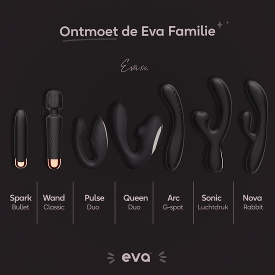 Eva® Personal Massager - Magic Wand - Vibrator voor Vrouwen - Krachtige Clitoris Stimulator - 75% Intensere Stimulatie - 20 Standen - Fluisterstil - Sex Toys voor Vrouwen - Seksspeeltjes - Cadeau voor Vrouw - Sensuele Audio - Obsidian Black