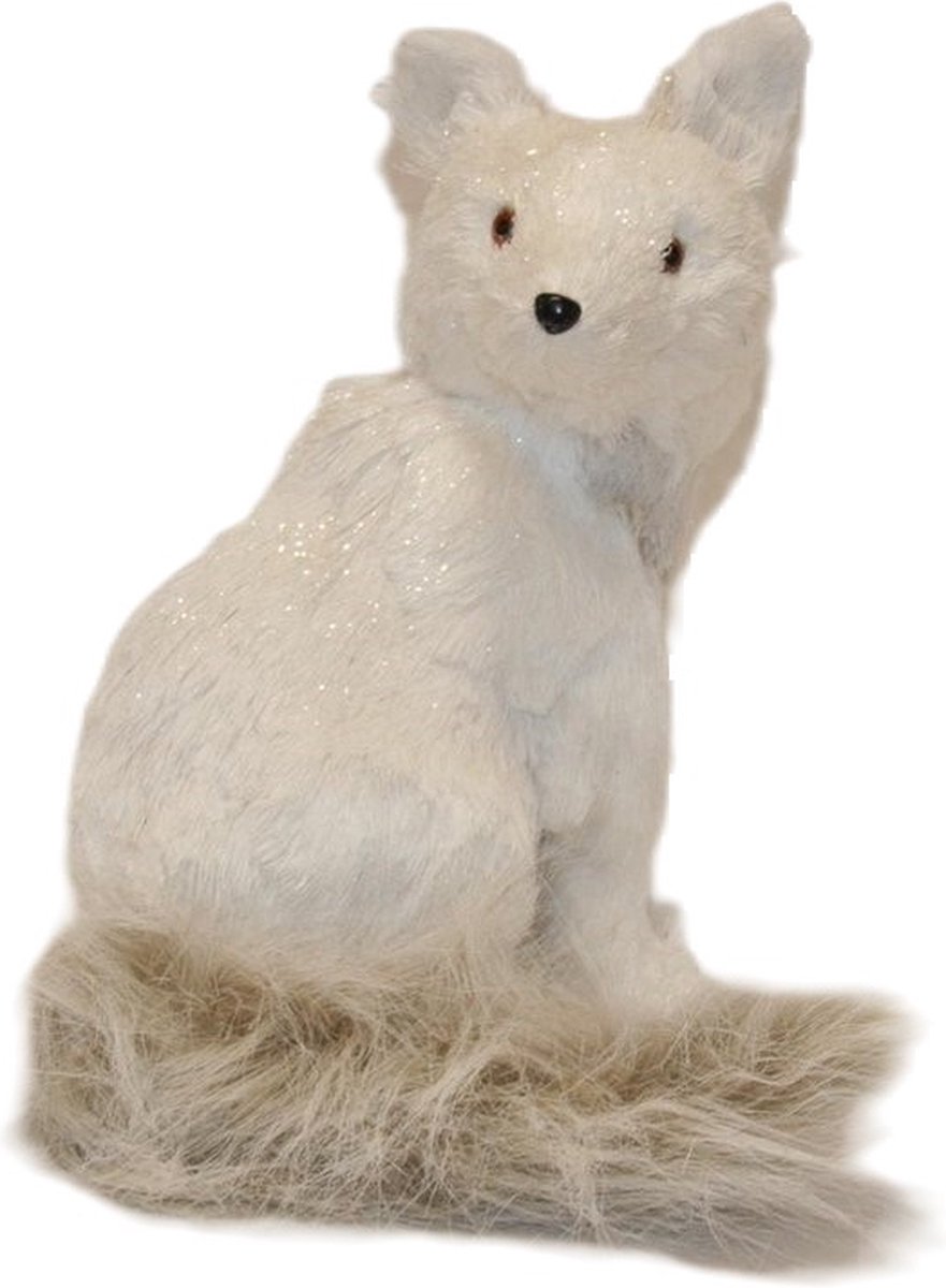 Goodwill Vos Kerstdecoratie Wit-Beige H 27 cm B 20 cm