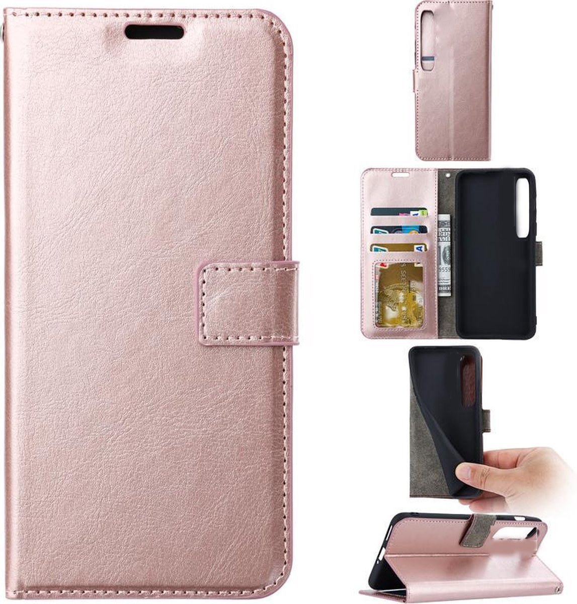 Portemonnee Book Case Hoesje Geschikt voor: Xiaomi Mi 10 / Mi 10 Pro - rosegoud