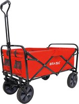 BRASQ Bolderkar Opvouwbaar - 100 Liter - 80 KG Draagkracht - Draaibare wielen mét rem - 90x51x100 CM - Verstelbare hendel - Inklapbare Bolderwagen - Compact – Rood