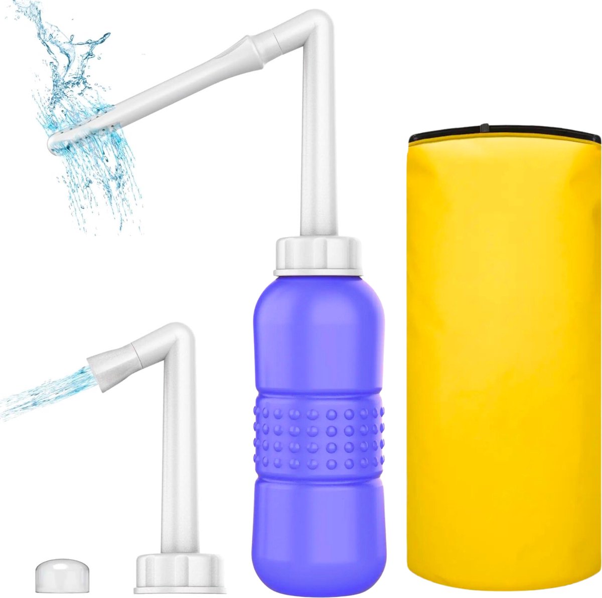 JT Products 2 in 1 Peri Bottle Na Zwangerschap – Postpartum Spoelfles – Mobiele Bidet – Vaginale Douche – Draagbare Bidet Fles – Perineum Douche – Handdouche – Shattaf Sproeier – Zwanger - WC – Toiltet - Op Reis – Travel – Opbergzak - 450ML