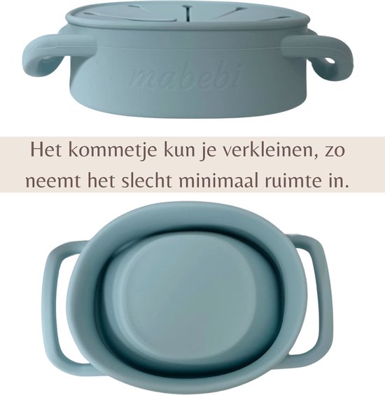Mabebi - Eetkom voor peuters/ kleuters - Baby eetbord met spiraalopening - Snackkom - Grabbelkom inklapbaar - Blauw van Mabebi — afbeelding 3