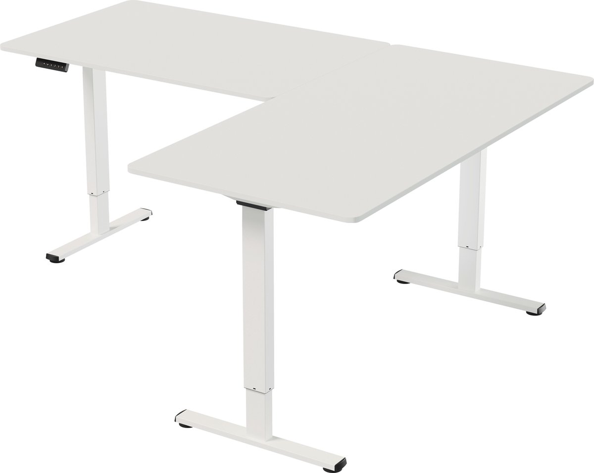 Vestland Zit-sta Hoekbureau Elektrisch In Hoogte Verstelbaar - Conform ARBO-norm - Geheugenfunctie - 200 x 160 x 80CM - Dubbele Motor - Wit