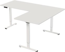 Vestland - Zit-sta Hoekbureau Elektrisch In Hoogte Verstelbaar - Conform ARBO-norm - Geheugenfunctie - 200 x 160 x 80CM - Dubbele Motor - Wit