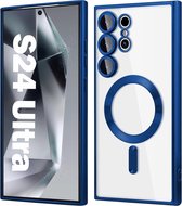 Hoesje geschikt voor Samsung Galaxy S24 Ultra hoesje Magnetisch Met Lens beschermer Transparant / Blauw – Magneet hoesje Case cover Samsung S24 Ultra