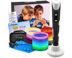 foto van Fits4Kids® 3D Pen Starterspakket XXL - 140m Filament Vullingen - Inclusief E-Book - Opbergkoffer - Tekenmat - Tekenboek - Knutselen - Architect - Zwart