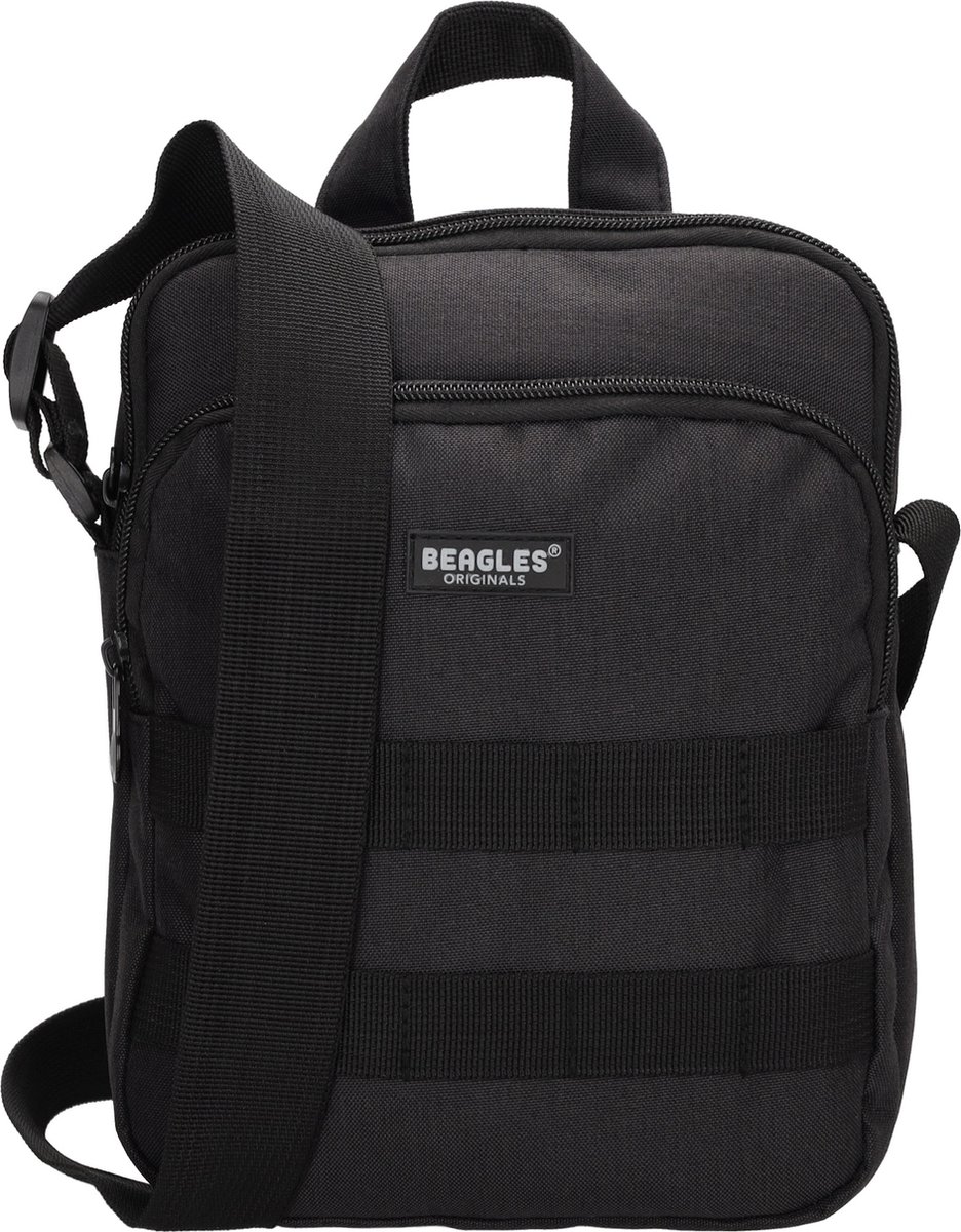 Beagles Originals Kyoto Crossbody Schoudertas Medium Formaat met Handige Ritsvakken - Zwart