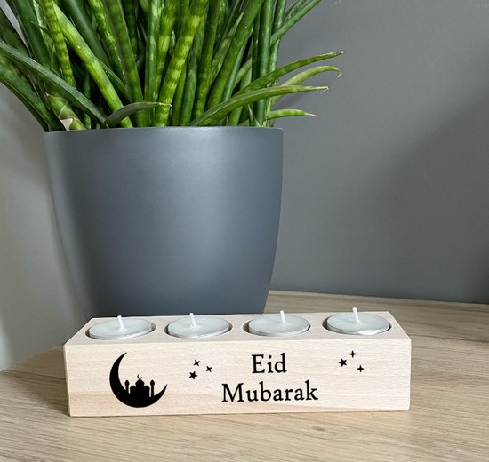 Waxinelichthouder groot Maan Eid Mubarak
