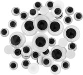 Plakoogjes met Wimpers - Wiebeloogjes - Eyes - 3 soorten maten zwart/wit 80 stuks - Knutselen - Tekenen - Plakken - Stickers - Knutselpakket - Wiebeloogjes..