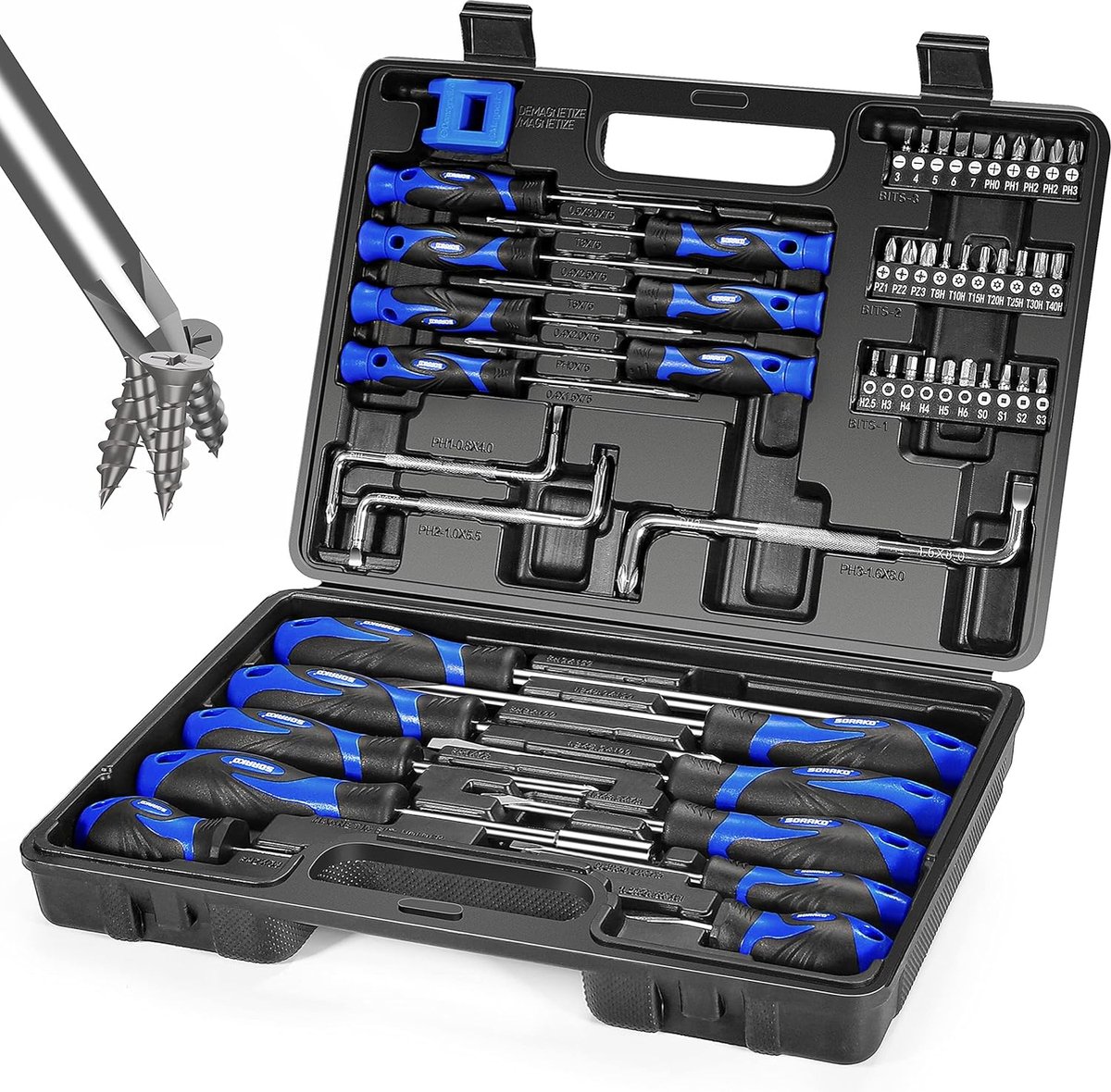Schroevendraaierset, 51-delig, multifunctionele schroevendraaierset met etui, precisieschroevendraaier, magnetische schroevendraaier-gereedschapsset voor doe-het-zelvers, verbetering, handwerk, mannencadeau