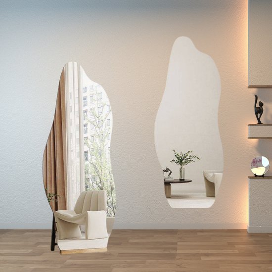 Sensahome Luciano Wandspiegel - Organische Spiegel Asymmetrisch Design 120x60 Cm Zwart 1178883330