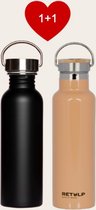 Paquet de bouteilles d'eau Retulp - Gourdes - Tasse thermos - Acier inoxydable - 750 ml - 2 pièces - 1+1 gratuit