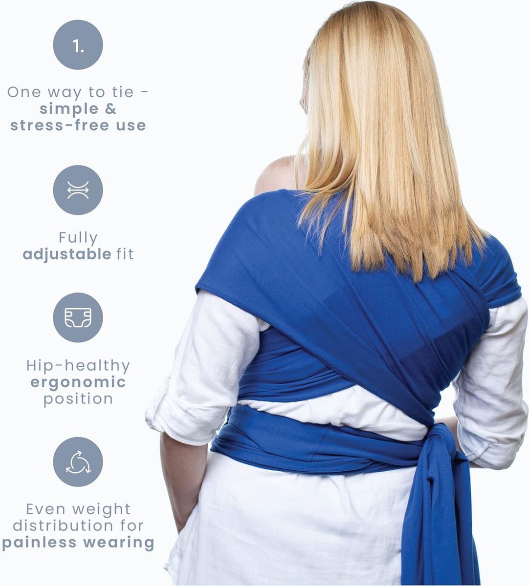 Babydraagdoeken – Babydrager - Baby Carrier Ring Sling - Babydraagdoek Pasgeborenen - Elastische Draagdoek - Cadeau - Size Fits all geel - Blauw – foto 4