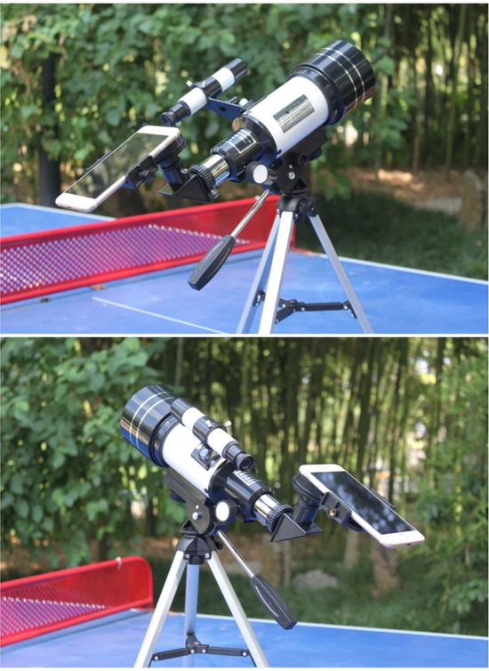 DommAr Telescoop - Sterrenkijker - Telescoop Kinderen - Telescoop Telefoonhouder - Telescoop Telefoon Houder - Telescoop Adapter - Tripot - Wit - Kado - Cadeau - DommAr